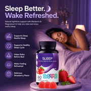 LIVS Sleep Gummies - 5mg Melatonin Gummy Supplement for Adults - Easy & Deep Sleep - Strawberry Flavor Vegan Gummies - 60 Count with 30 Servings