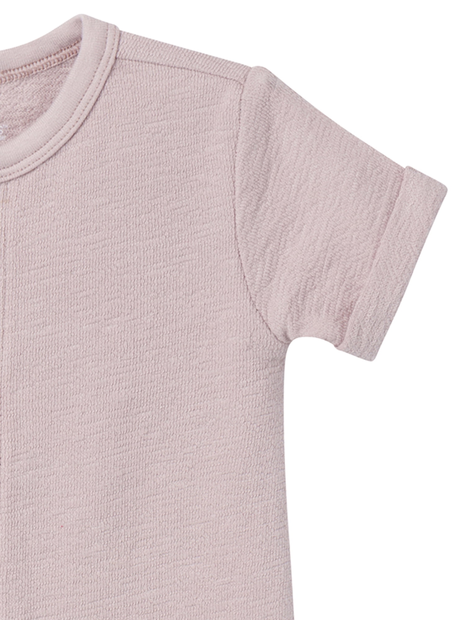 Modern Moments by Gerber Gender Neutral Short Sleeve Henley Romper, Sizes 0/3 Months - 24 Months
