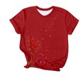 thumbnail image 4 of Camiseta de Manga Corta de Cuello Redondo Impresa para las Mujeres Día de San Valentín, Mezcla Ligera de Poliéster para Primavera Verano Otoño, 4 of 7