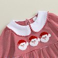 thumbnail image 6 of Cjfdfy Newborn Baby Girl Christmas Fall Outfit Christmas Tree Santa Claus Embroidery Bubble Romper Doll Collar Long Sleeve Stripe Jumpsuit Infant Cute Christmas Fall Winter Outfit, 6 of 9