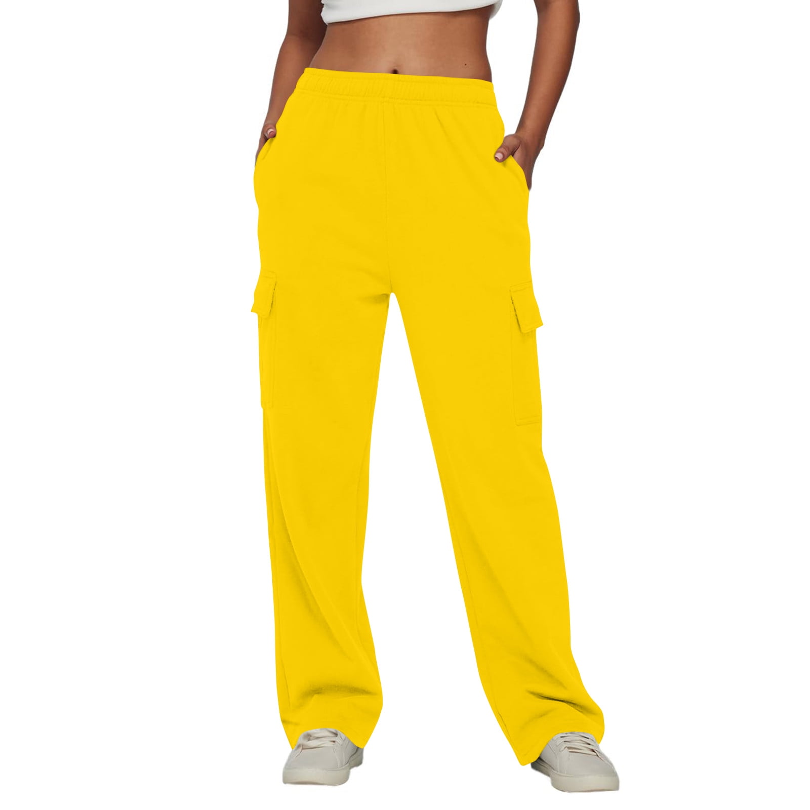 its basic Women's Lemon Yellow Color Elastic Waist and Leg Jogger Fit Cargo  Pants - Trendyol