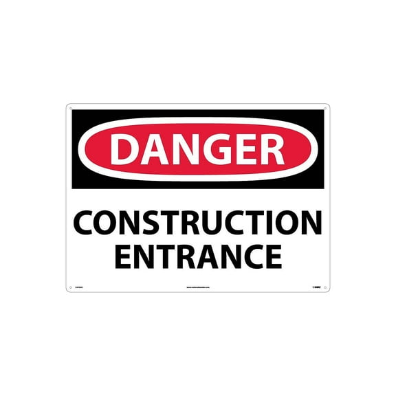 National Marker Construction Entrance 20X28 .040 Aluminum Danger Sign D470AD