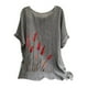 thumbnail image 2 of Fiudx Ofertas Del Día Camiseta Holgada Informal con Estampado para Mujer, Camisetas de Manga Corta y Blusa de Lino, 2 of 3