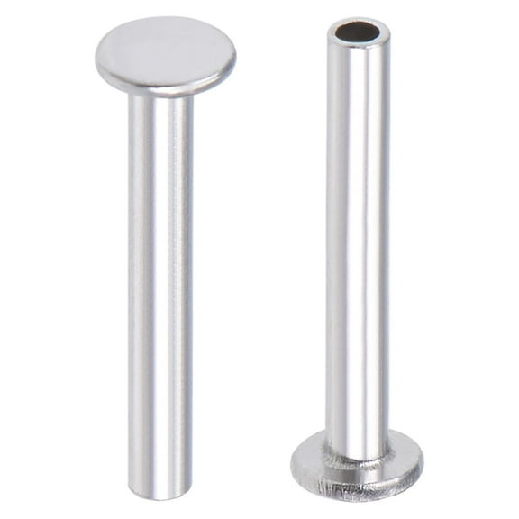 Unique Bargains M2 x 0.55" Flat Head Semi-Tubular Rivets Aluminum Silver Tone 100 Pcs