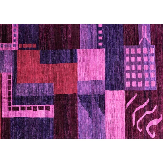 Ahgly Company Indoor Rectangle Oriental Pink Modern Area Rugs, 5' x 7'