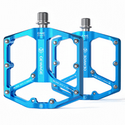 Road/Mountain Bike Pedals - 3 Bearings Bicycle Pedals - 9/16” CNC Machined Flat Pedals with Removable Anti-Skid Nails