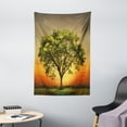 thumbnail image 1 of Landscape Tapestry, Sunset Scenery in a Valley with a Big Old Tree Artwork Photo, Wall Hanging for Bedroom Living Room Dorm Decor, 40W X 60L Inches, Marigold Fern Green and Grey, by Ambesonne, 1 of 2