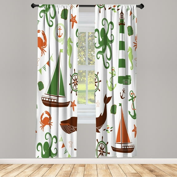 Ambesonne Curtains, Pair of 28"x84", Green