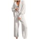 thumbnail image 1 of Gibobby Conjunto de sudadera y pantalones Mujer Otoño Invierno Casual Cuello En V Color Sólido Botón Manga Larga Chaqueta Pantalones Traje(Blanco,X-CH), 1 of 5