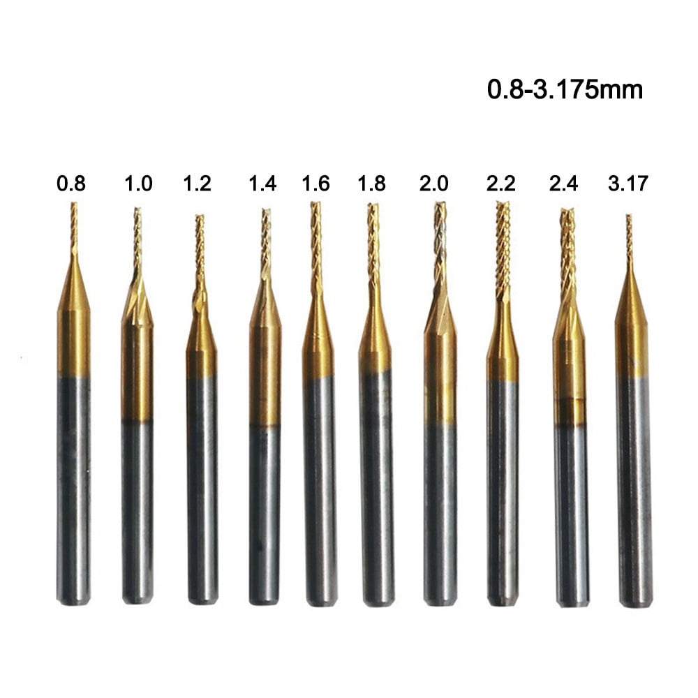 5 Drills Engraving 1/8 " ø 3.175mm 0.1mm 10° Degrees PCB CNC Titanium Flat 