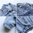 thumbnail image 5 of SURJDE Toddler Kids Girls Denim Jacket Button Down Jeans Jacket Top with Pearls, 5 of 5