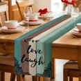 thumbnail image 5 of Vintage Boho Table Runner 120 Inches, Farmhouse Retro Teal Brown Wooden Grain Bed Runner Dresser Scarves Tabletop for Indoor Outdoor Parties/Ceremony/Banquet, 13"x 120", 5 of 9