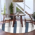 thumbnail image 4 of Haze Blue Grey Striped Round Area&nbsp;Rug 8ft Modern Non-Slip&nbsp;Washable Circle Rugs Soft Felt Indoor Floor Mat for Bedroom Kitchen Living Room Bathroom, 4 of 9