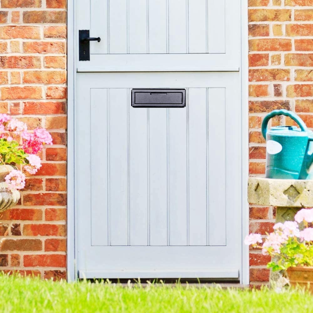 POCHAR Mailbox Slot Drop Box for Mail Delivery, Key Return, Deposit | Door Mount Installation Steel Mailbox with Locking Cabinet | Black
