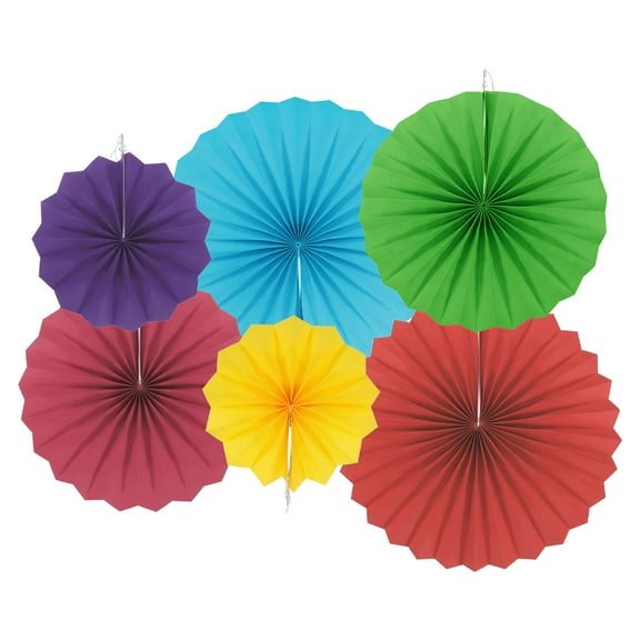 Uxcell Hanging Paper Fans Party Set 12Pcs Round Pattern Hanging Paper Fans Decoration for Birthday Wedding(Multicolor)