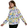 thumbnail image 3 of Xoenoiee Women Bomber Jacket with Pockets Stand Collar Cropped Coat Lightweight Zip Up Jacket Streetwear for Fall Winter, Watercolor Floral, Medium, 3 of 7