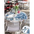 thumbnail image 4 of Outdoor Tablecloth with Umbrella Hole and Zipper, Christmas Coastal Round Table Cloth 60 Inch Waterproof Tablecloth, Blue Snowman Pine Tree Starfish Coral Picnic Table Cover for Patio Camping, 4 of 7