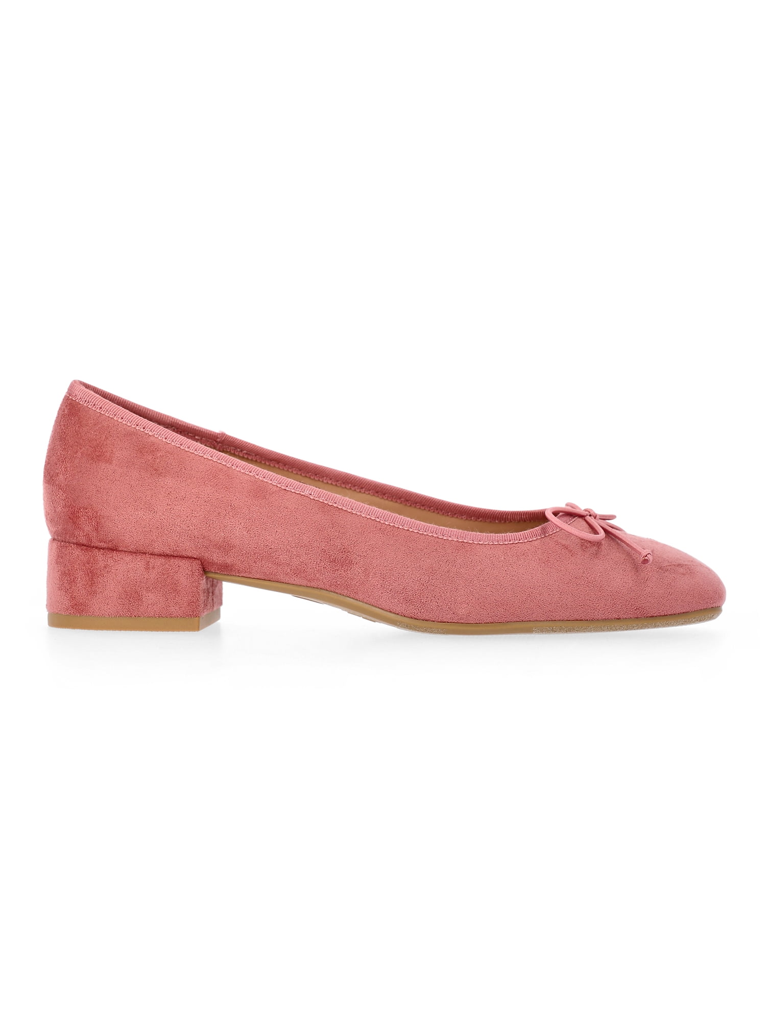 Time and Tru Women's String Bow Block Heel Ballet Shoes, Wide Width Available