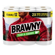 Brawny Tear-a-Square Paper Towels, 6 Double Rolls