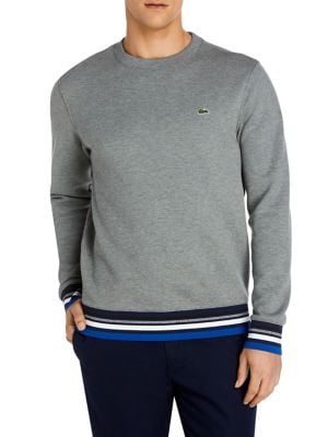 Lacoste Men's Sweater Striped Accent Fleece Sweatshirt Crew Neck Long Sleeve NEW Lacoste Men's Sweater Striped Accent Fleece Sweatshirt Crew Neck Long Sleeve NEW