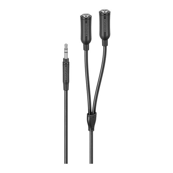 Insignia Dual Headphone Splitter – 3.5mm Audio Adapter for Sharing Music with Two Headphones