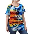 thumbnail image 2 of Fiudx Ofertas de La Semana Top Estampado Sin Posicionamiento con Cuello Redondo para Mujer, 2 of 4