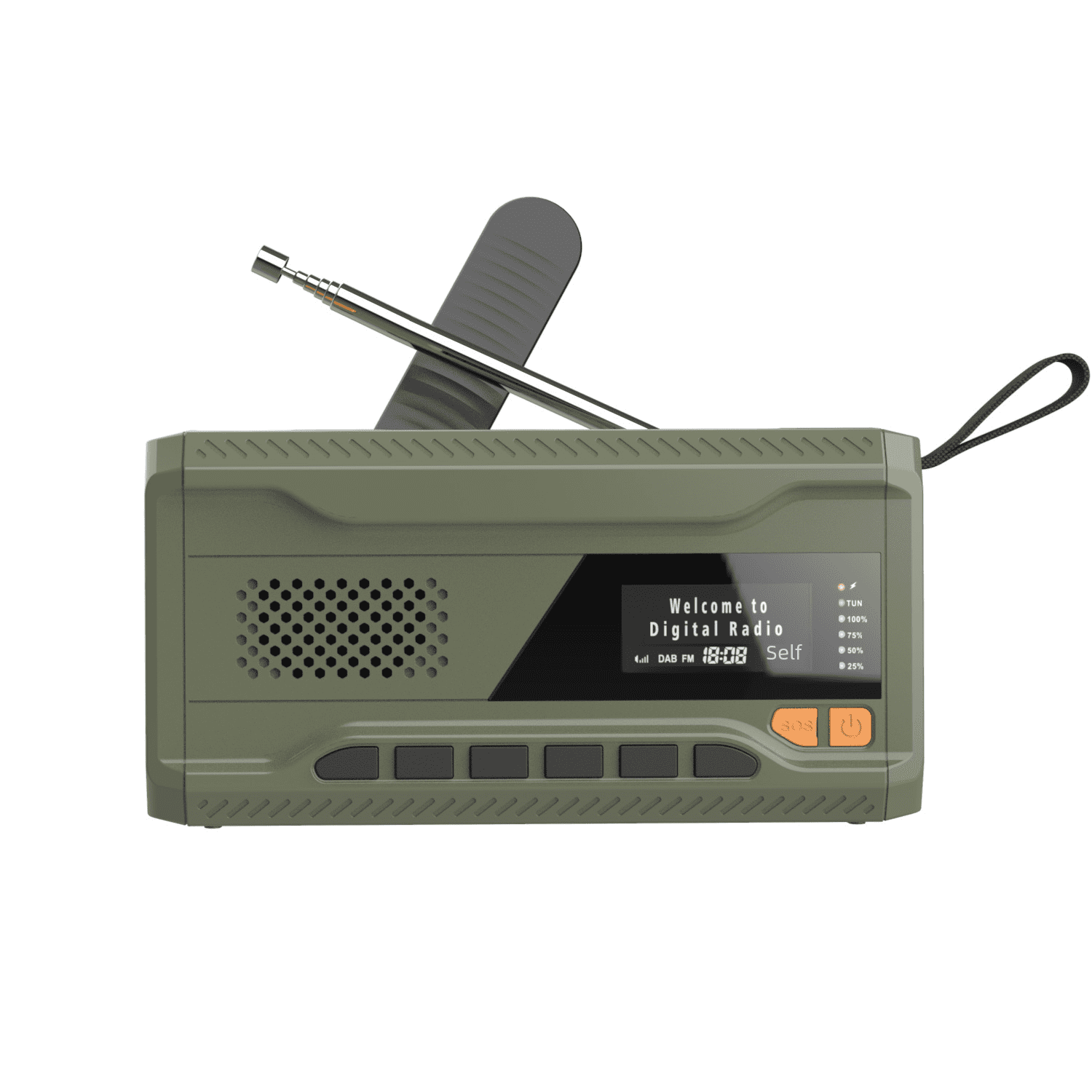 Radio de emergencia, DAB/FM/Bluetooth, carga solar con manivela