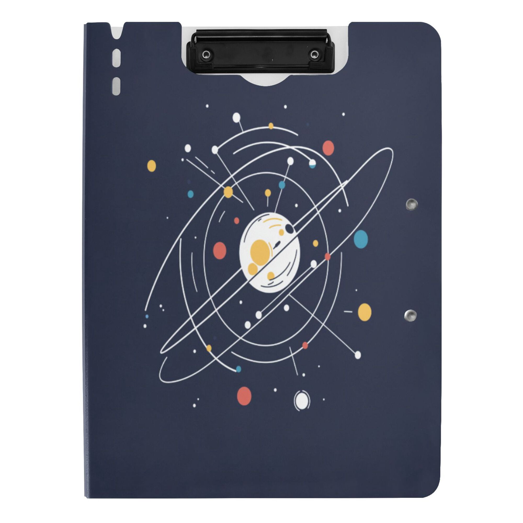 FORMRS A4 Clipboard Folder with Pen Holder Horizontal Foldable School Office Binder, White Planet