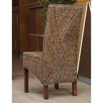 Lambada Hyacinth Spiral Design Dining Chairs with Mahogany Hardwood Frame (Set of 2) - Salak Brown