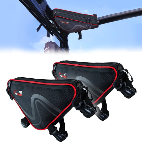 StarknightMT 2 Packs Universal UTV Roof Storage Bag, Triangle Bike Bag Waterproof UTV Overhead Bag Fits 1.75" to 2" Roll Bar Comp