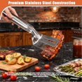 thumbnail image 2 of Stainless Steel Grill Clamp,Stainless Steel Kitchen Tongs,Slotted Double Spatula,Anti-Scald Extended Handle Spatula Tongs, Slotted Double Spatula, For Flipping Steak Fish Bread Hamburger BBQ Pizza, 2 of 7