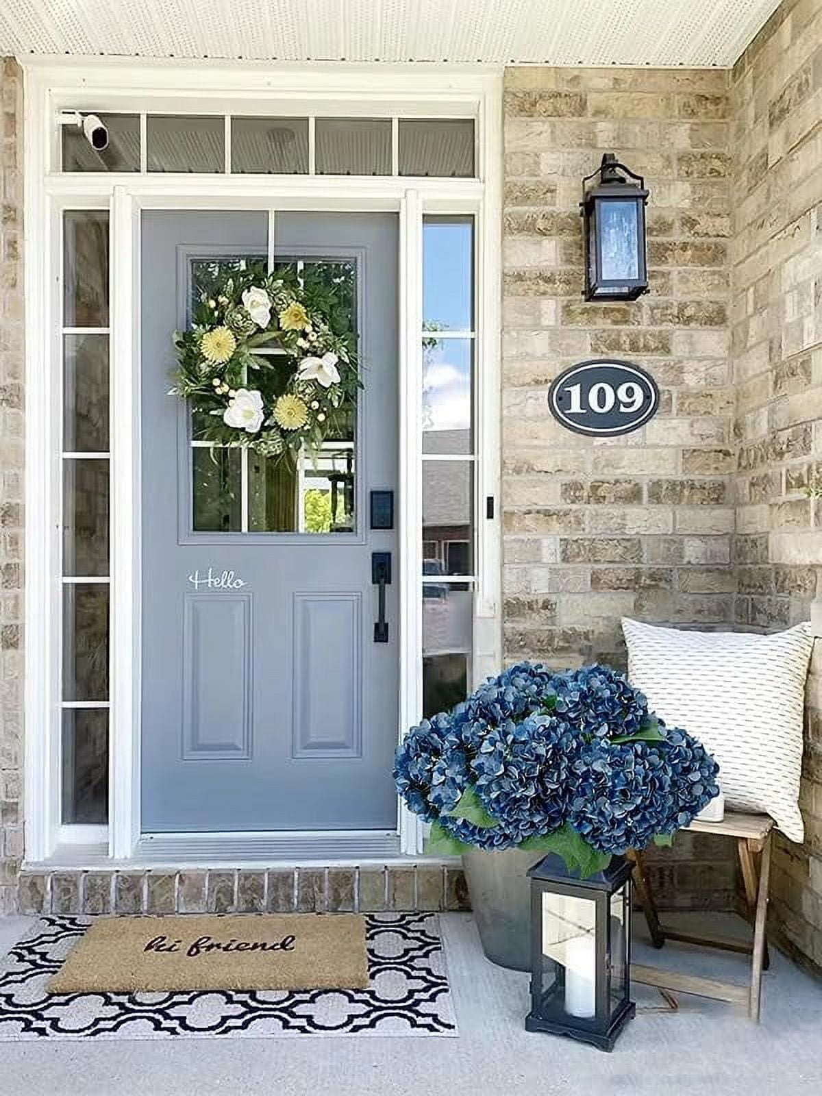 ZYTUYO 5 Pcs Dark Blue Silk Hydrangeas Artificial Flower Boho Dried Touch 20'' Faux for Fall Indoor Home Decor Kitchen Living Room Outdoor Porch Wedding Arrangement