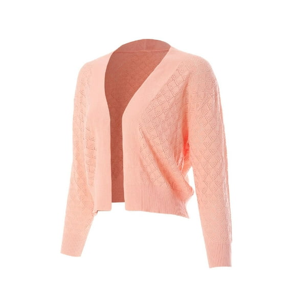 MixMatchy Women's Basic Solid Patterened Texture Lightweight Soft Open Front Cropped Cardigan