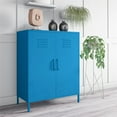 thumbnail image 2 of Novogratz Cache 2 Door Metal Locker Style Storage Accent Cabinet, Bright Blue, 2 of 13