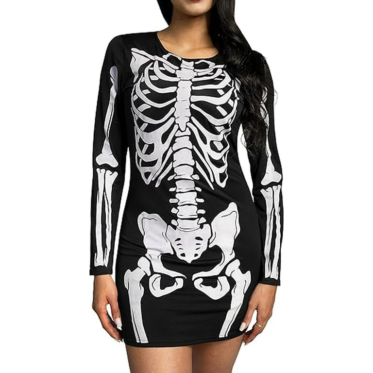 Joyfy Skeleton Dress for Women, Glow in the Dark Skeleton Costume for Adult  Halloween Dress up Party Cosplay - Walmart.com