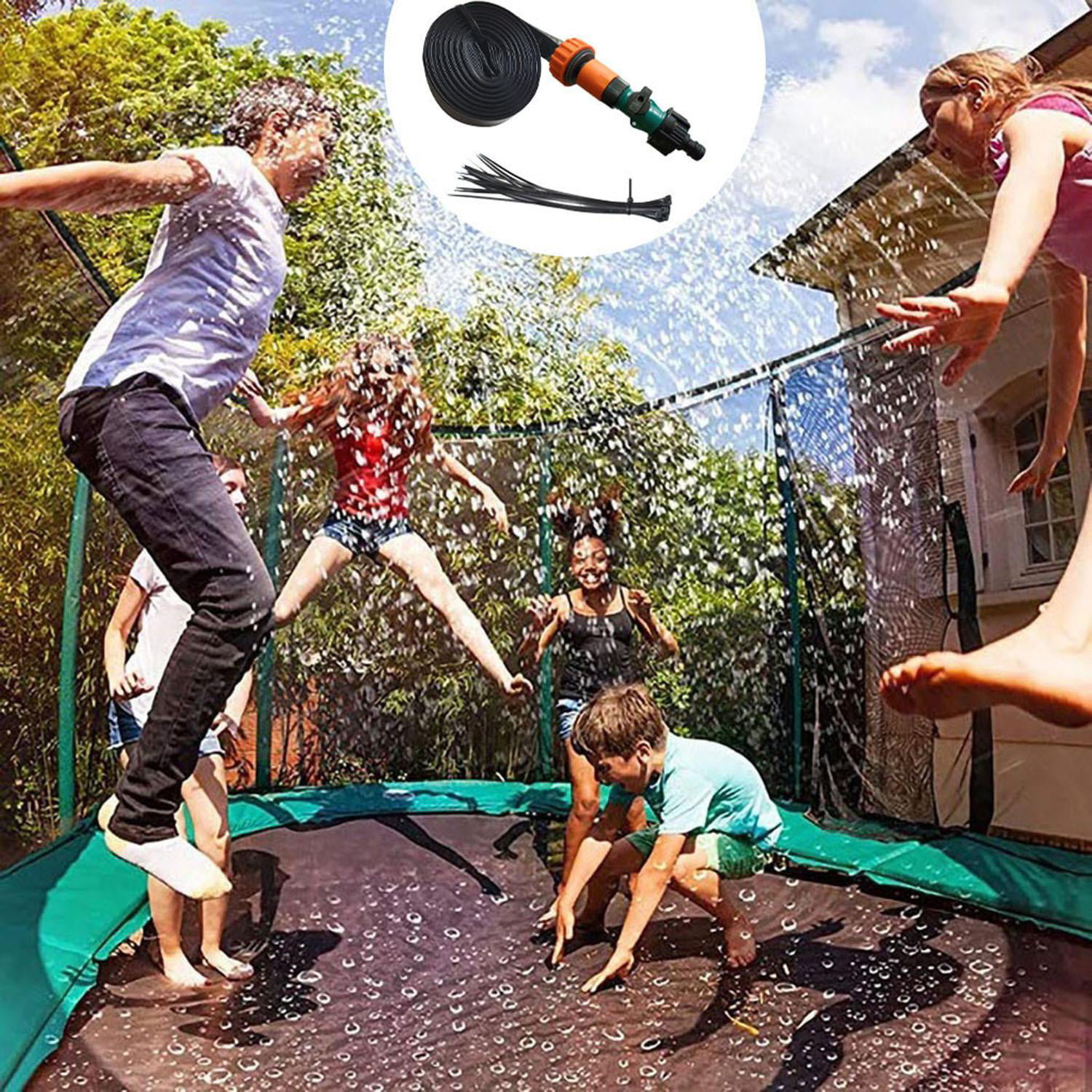 Outdoor Water Game Sprinkler For Kids Fun Summer Trampoline Waterpark Cooling SH 