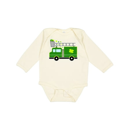 

Inktastic St. Patricks Day Fire Truck in Green with Shamrocks Gift Baby Boy or Baby Girl Long Sleeve Bodysuit