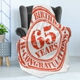 thumbnail image 4 of 65th Birthday Soft Flannel Fleece Throw Blanket, 65 Years Old Congrats Grunge Style Rubber Stamp Design, Cozy Plush for Indoor and Outdoor Use, 70" x 90", Red White, by Ambesonne, 4 of 5