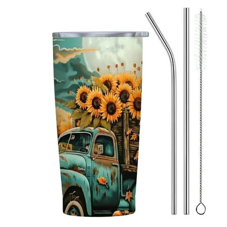 

Autua Pumpkins Sunflowers 20oz Car Tumbler with Straw 304 Stainless Steel PS Cover Good Sealing Performance 20oz