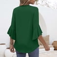 thumbnail image 4 of Yubnlvae Green Blouses for Women Casual 3/4 Length Sleeve Womens Tops V Neck Tshirts Shirts with Flared Sleeve, Xl, 4 of 5