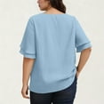 thumbnail image 5 of Blczomt Short Sleeve Plus Size Blouses for Women Cute Blue Tshirts Trendy Casual Women Shirts,XXXXL, 5 of 8