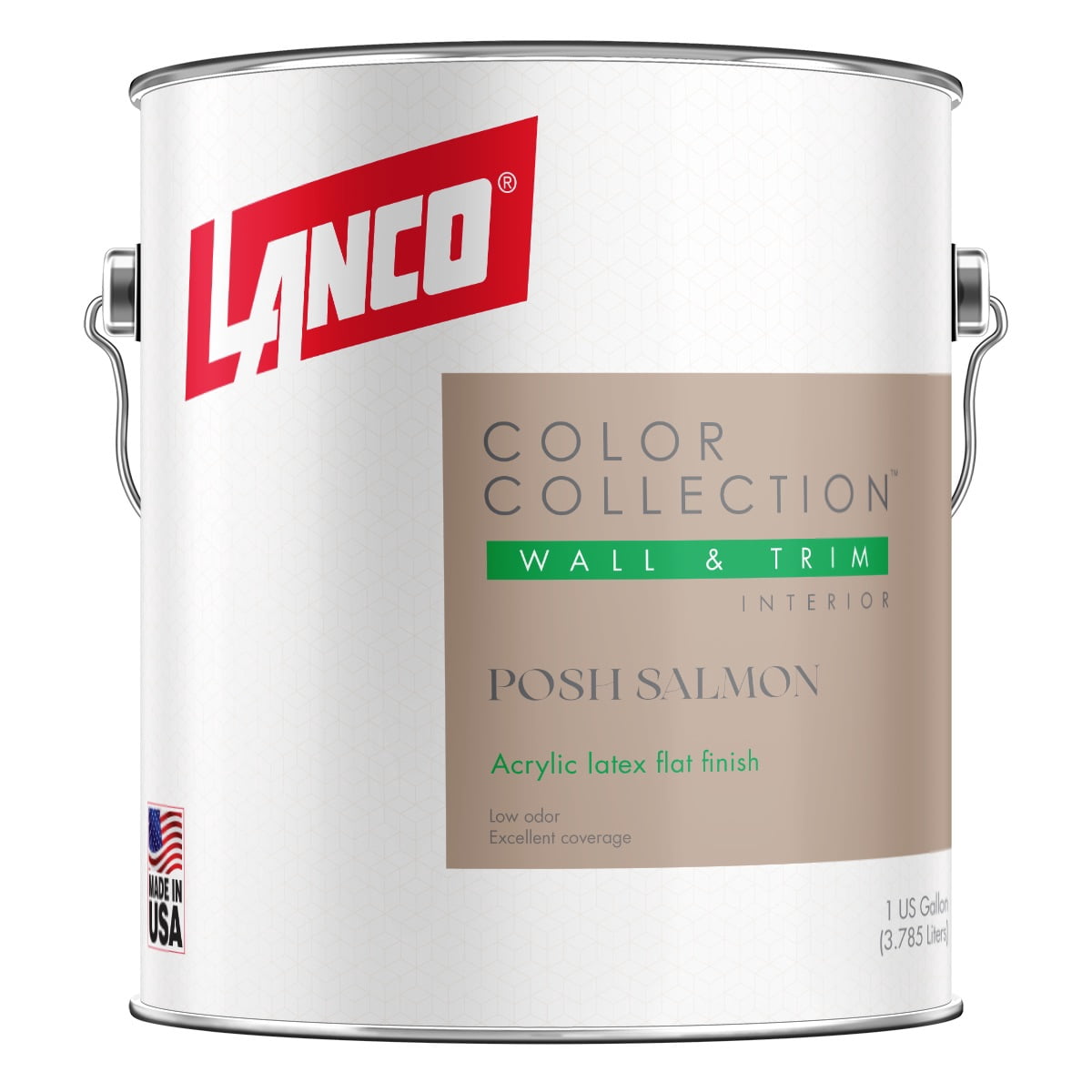 Lanco Color Collection Flat Interior Wall & Trim Paint, Posh Salmon (Pink), 1 Gallon