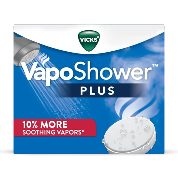 Vicks VapoShower Tablets Plus, Soothing Non-Medicated Vapor Steamers with Menthol, 12 Count