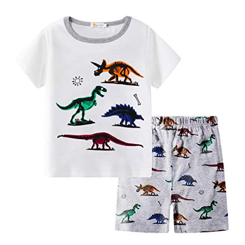Boys Pajamas Dinosaur Space Short Toddler Clothes Kids Pjs Sleepwear Summer Shorts 