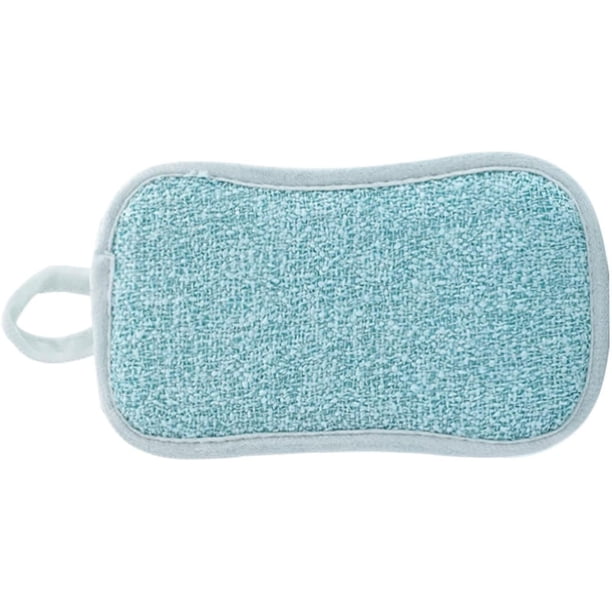 Paquete de 10 esponjas de microfibra de doble cara reutilizables que no rayan, lavables, para lavar platos (azul)