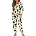 thumbnail image 4 of Tutoliy Halloween Pajamas for Women Cat Bat Printed Pjs Set Long Sleeve Pajama Jogger Pants Spider Web Printed Sleepwear Cozy Loungewear with Pockets, S, 4 of 7