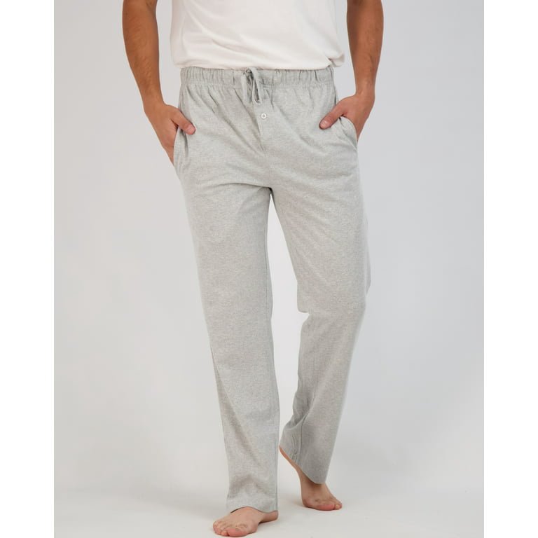 Real Essentials 3 Pack: Men's Pajama Pants - Knit Cotton Flannel Plaid  Lounge Bottoms- Button Fly (Available In Big & Tall)