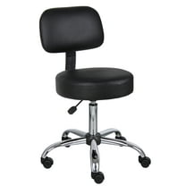 Boss Office Products Antimicrobial Vinyl Medical Stool with Back Cushion, Black
