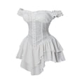 thumbnail image 6 of NordicNest Women's Off Shoulder Corset Dress Ruffle Hem Lace Up Mini Dress Gothic Outfits for Halloween, 6 of 7