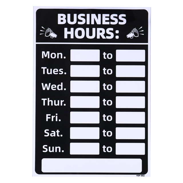 Unique Bargains Business Hour Sign Self Adhesive Operation Hour Decor with Number Sticker Black 1 Set
